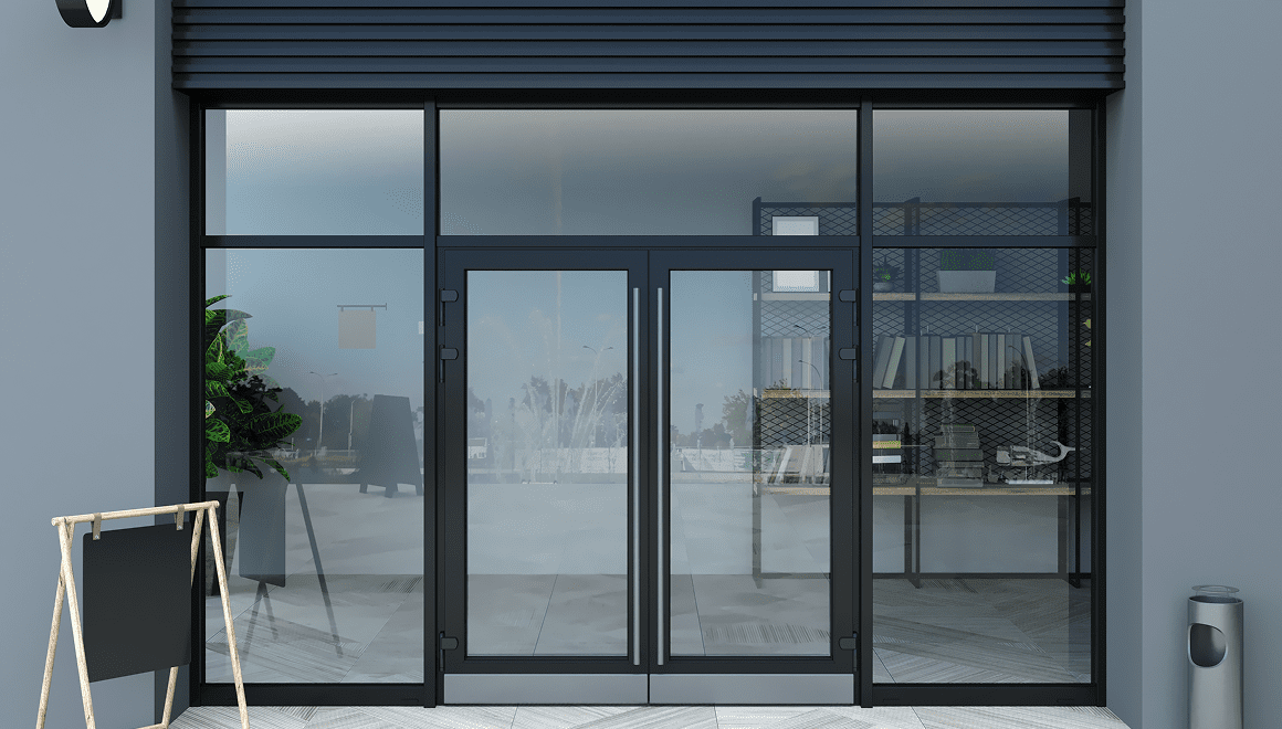 Modern storefront with glass doors